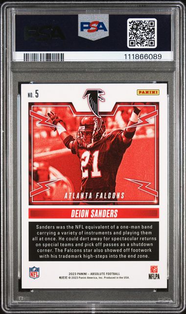 2023 Panini Absolute Rock Out Deion Sanders #5 (Rock Out-Green Spectrum) Mint 9 back