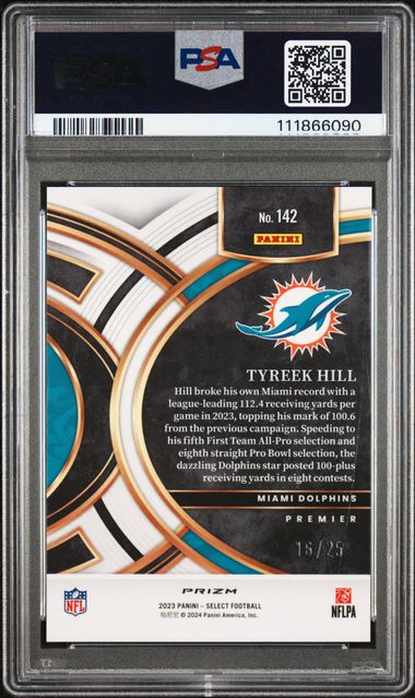 2023 Panini Select Tyreek Hill #142 (Tie-Dye Prizm) Mint 9 back