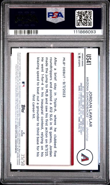 2024 Topps Update Jordan Lawlar #Us41 (Mummy) Nm-Mt 8 back