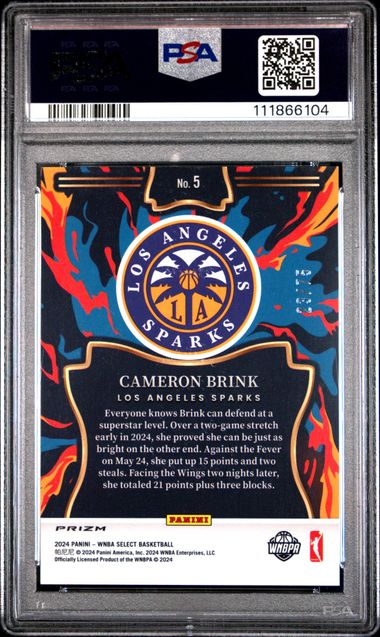 2024 Panini Select Wnba En Fuego Cameron Brink #5 (En Fuego-White Disco) Gem Mt 10 back