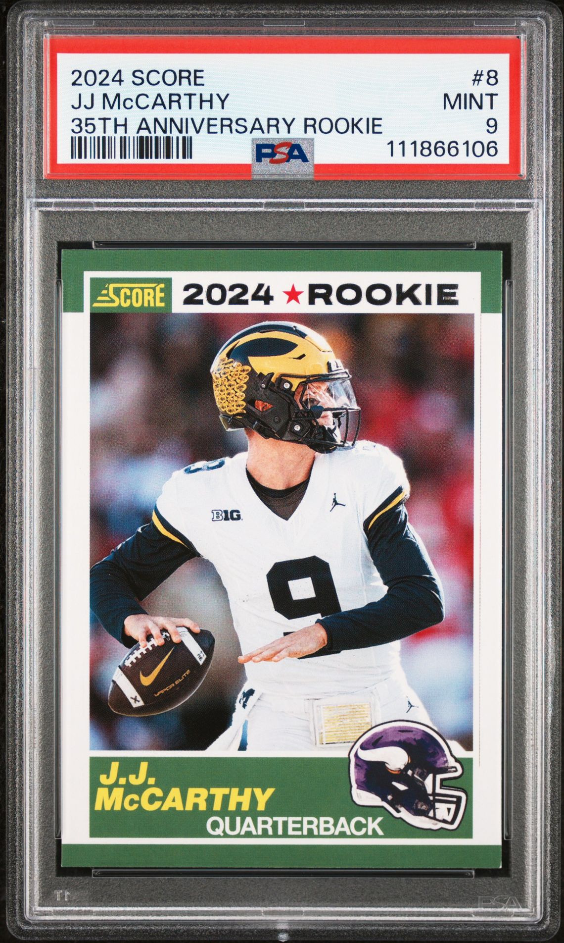 2024 Panini Score 35Th Anniversary Rookie Jj Mccarthy #8 Mint 9 front