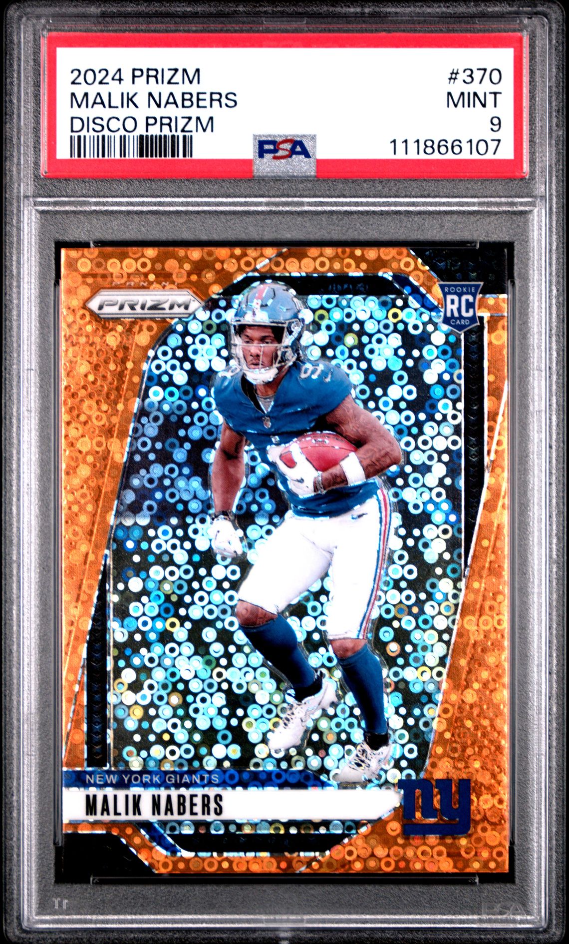 2024 Panini Prizm Malik Nabers #370 (Disco Prizm) Mint 9 front