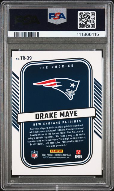 2024 Panini Donruss The Rookies Drake Maye #Tr39 Gem Mt 10 back