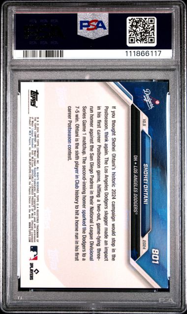 2024 Topps Now Shohei Ohtani #801 Gem Mt 10 back