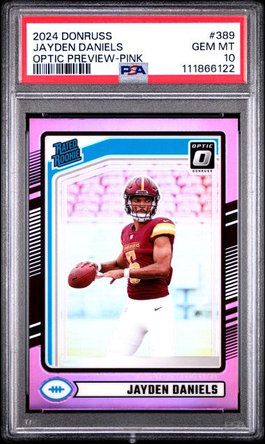 2024 Panini Donruss Jayden Daniels #389 (Optic Preview-Pink) Gem Mt 10 front