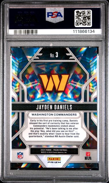 2024 Panini Prizm Prizmatic Jayden Daniels #3 (Prizmatic-Green Prizm) Mint 9 back