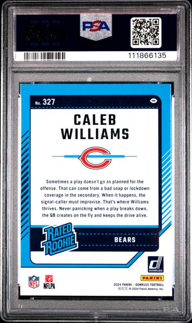 2024 Panini Donruss Caleb Williams #327 Gem Mt 10 back
