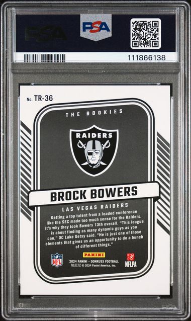 2024 Panini Donruss The Rookies Brock Bowers #Tr36 Gem Mt 10 back