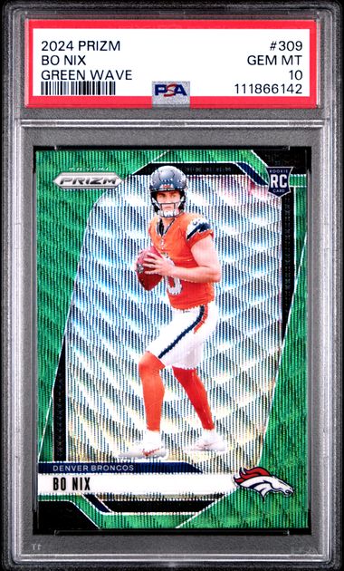 2024 Panini Prizm Bo Nix #309 (Green Wave) Gem Mt 10 front