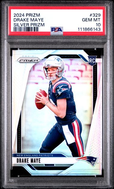 2024 Panini Prizm Drake Maye #329 (Silver Prizm) Gem Mt 10 front