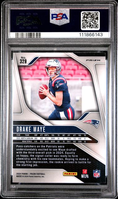 2024 Panini Prizm Drake Maye #329 (Silver Prizm) Gem Mt 10 back