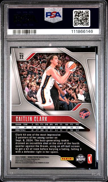 2024 Panini Prizm Wnba Caitlin Clark #22 Mint 9 back