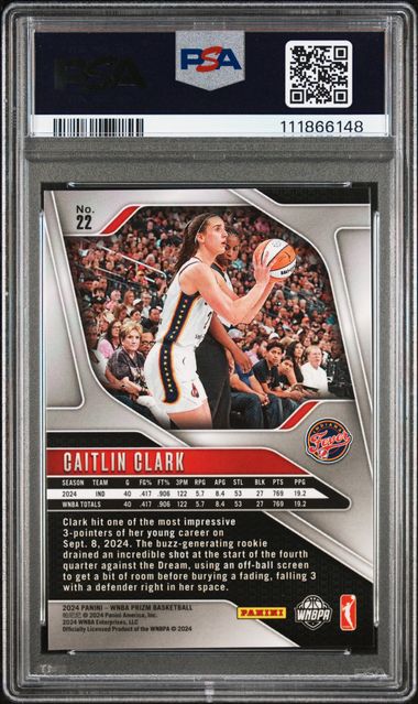 2024 Panini Prizm Wnba Caitlin Clark #22 Mint 9 back
