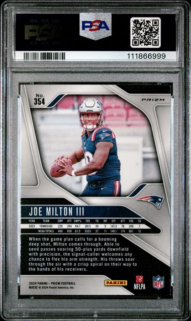 2024 Panini Prizm Joe Milton Iii #354 (Silver Prizm) Mint 9 back