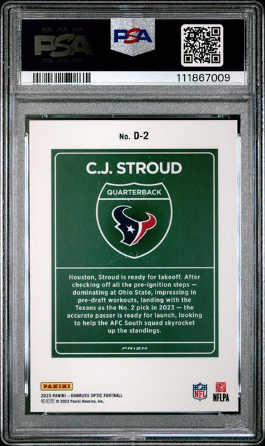 2023 Panini Donruss Optic Downtown! Cj Stroud #D2 (Downtown!) Mint 9 back