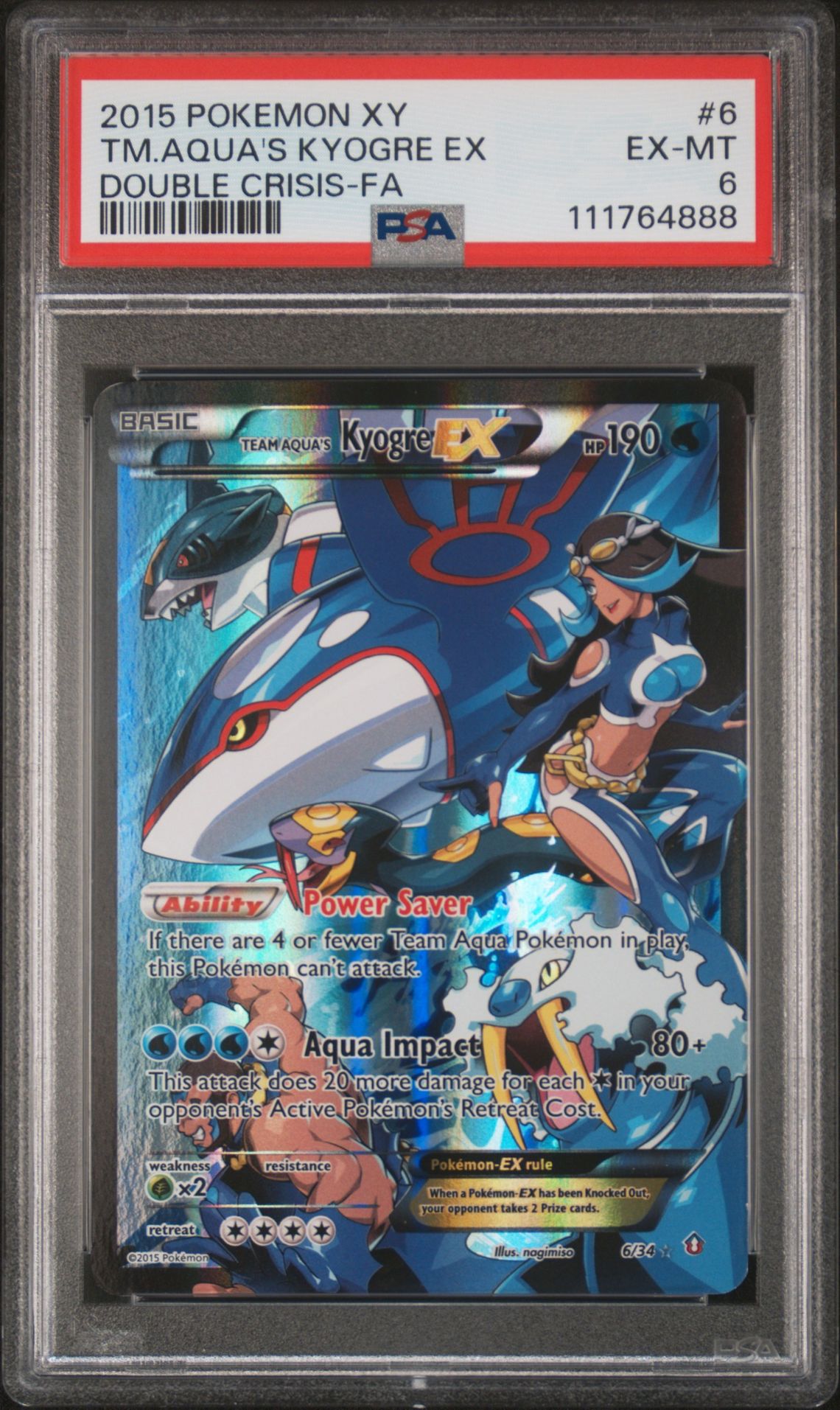 2015 Pokemon Xy Double Crisis Tm.aqua's Kyogre Ex #6 (Double Crisis-Fa) Ex-Mt 6 front