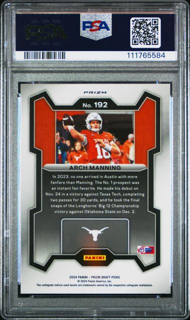 2024 Panini Prizm Draft Picks Arch Manning #192 (Red Ice) Mint 9 back