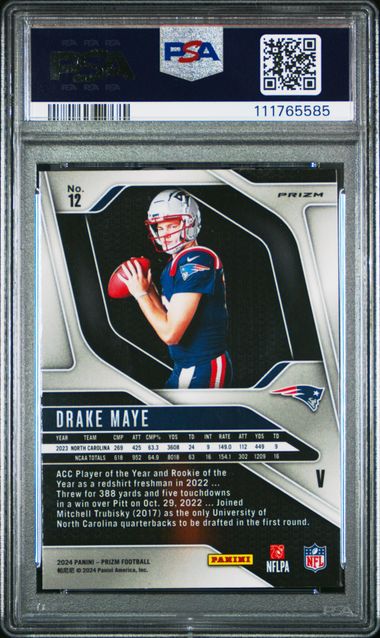 2024 Panini Prizm Rookie Variation Drake Maye #12 Gem Mt 10 back
