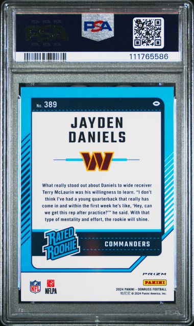 2024 Panini Donruss Jayden Daniels #389 (Optic Preview-Pink) Gem Mt 10 back