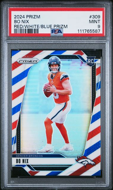 2024 Panini Prizm Bo Nix #309 (Red/White/Blue Prizm) Mint 9 front