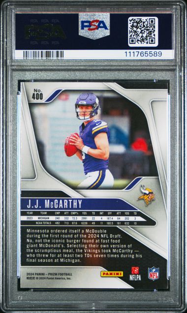 2024 Panini Prizm Jj Mccarthy #400 Mint 9 back