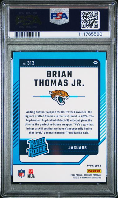 2024 Panini Donruss Brian Thomas Jr. #313 (Optic Preview-Red Wave) Gem Mt 10 back