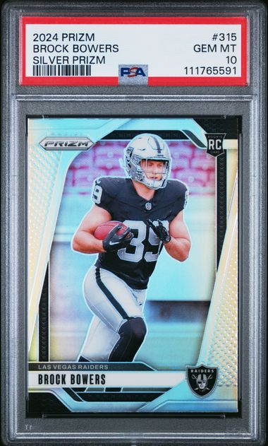 2024 Panini Prizm Brock Bowers #315 (Silver Prizm) Gem Mt 10 front