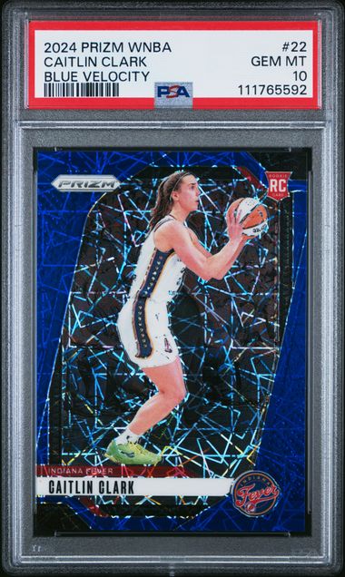 2024 Panini Prizm Wnba Caitlin Clark #22 (Blue Velocity) Gem Mt 10 front