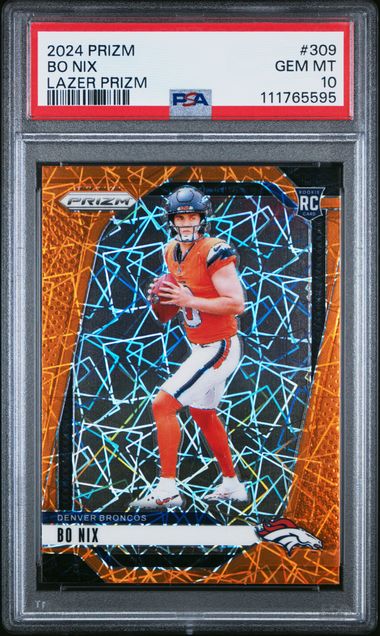 2024 Panini Prizm Bo Nix #309 (Lazer Prizm) Gem Mt 10 front