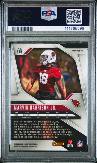 2024 Panini Prizm Marvin Harrison Jr. #375 (Disco Prizm) Mint 9 back