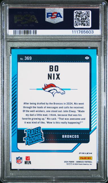 2024 Panini Donruss Bo Nix #369 (Optic Preview-Red Wave) Mint 9 back
