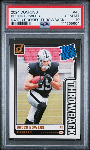 2024 Panini Donruss Rated Rookies Throwback Brock Bowers #45 Gem Mt 10 front