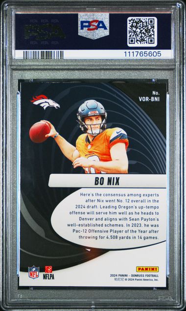 2024 Panini Donruss Vortex Bo Nix #Vorbni Mint 9 back