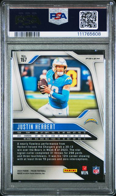 2024 Panini Prizm Justin Herbert #157 (Disco Prizm) Gem Mt 10 back