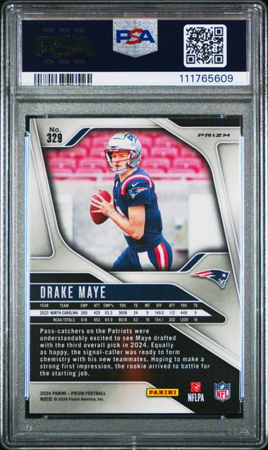 2024 Panini Prizm Drake Maye #329 (Disco Prizm) Mint 9 back