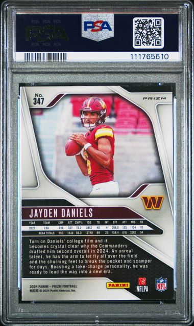 2024 Panini Prizm Jayden Daniels #347 (Disco Prizm) Gem Mt 10 back