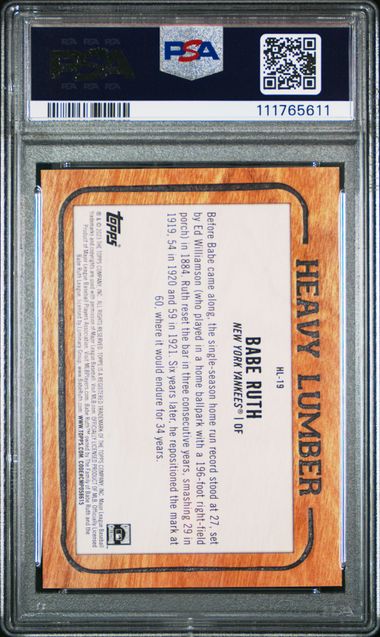 2023 Topps Heavy Lumber Babe Ruth #Hl19 (Heavy Lumber) Mint 9 back