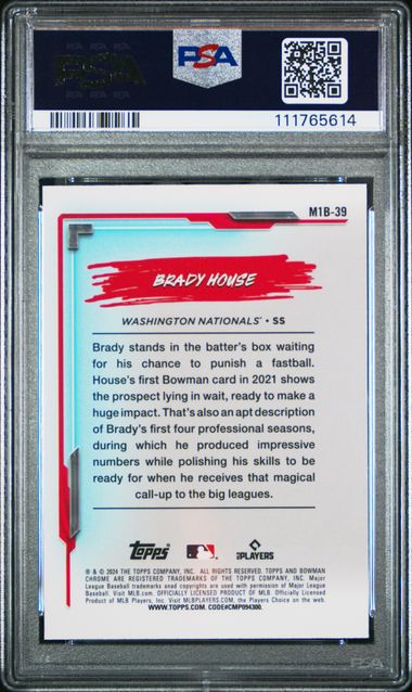 2024 Bowman Chrome Mega Box My 1St Bowman Brady House #39 Gem Mt 10 back