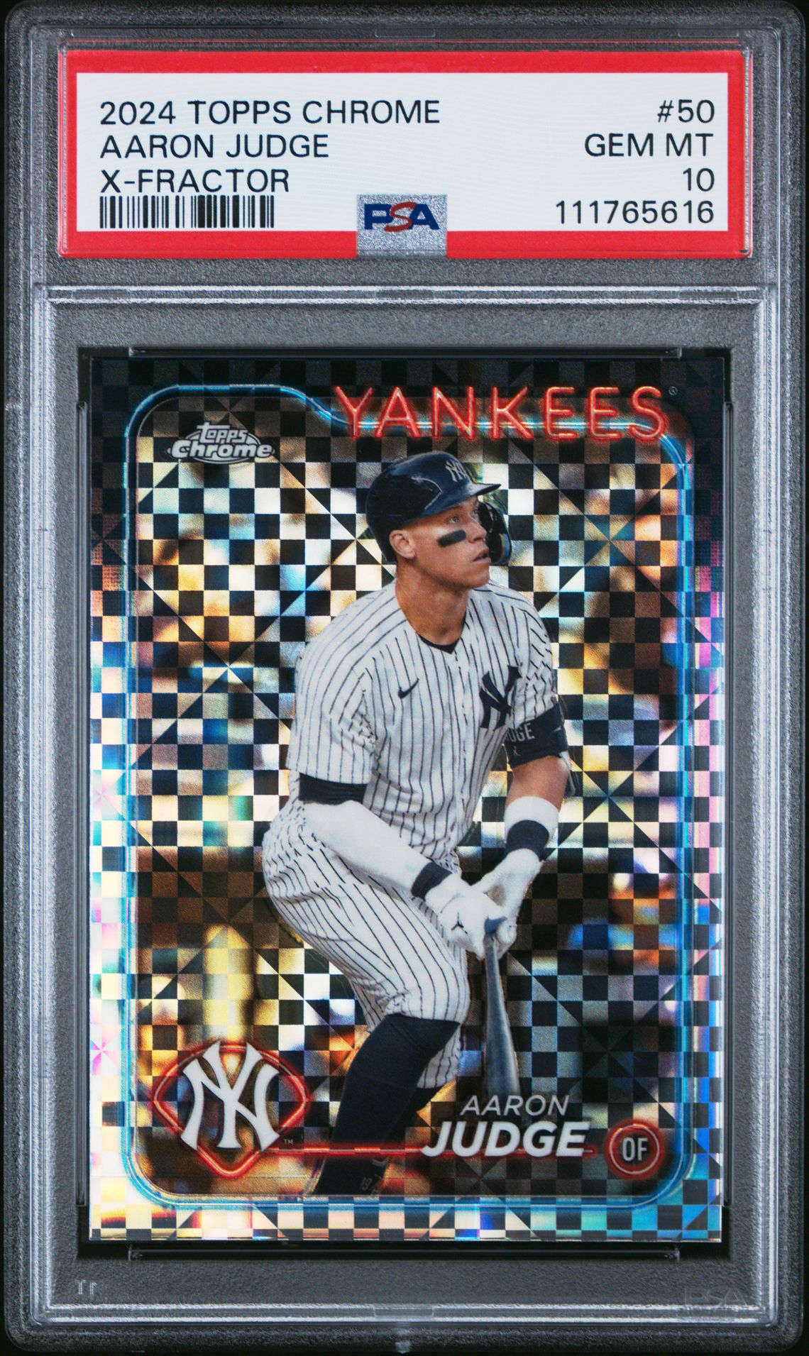 2024 Topps Chrome Aaron Judge #50 (X-Fractor) Gem Mt 10 front
