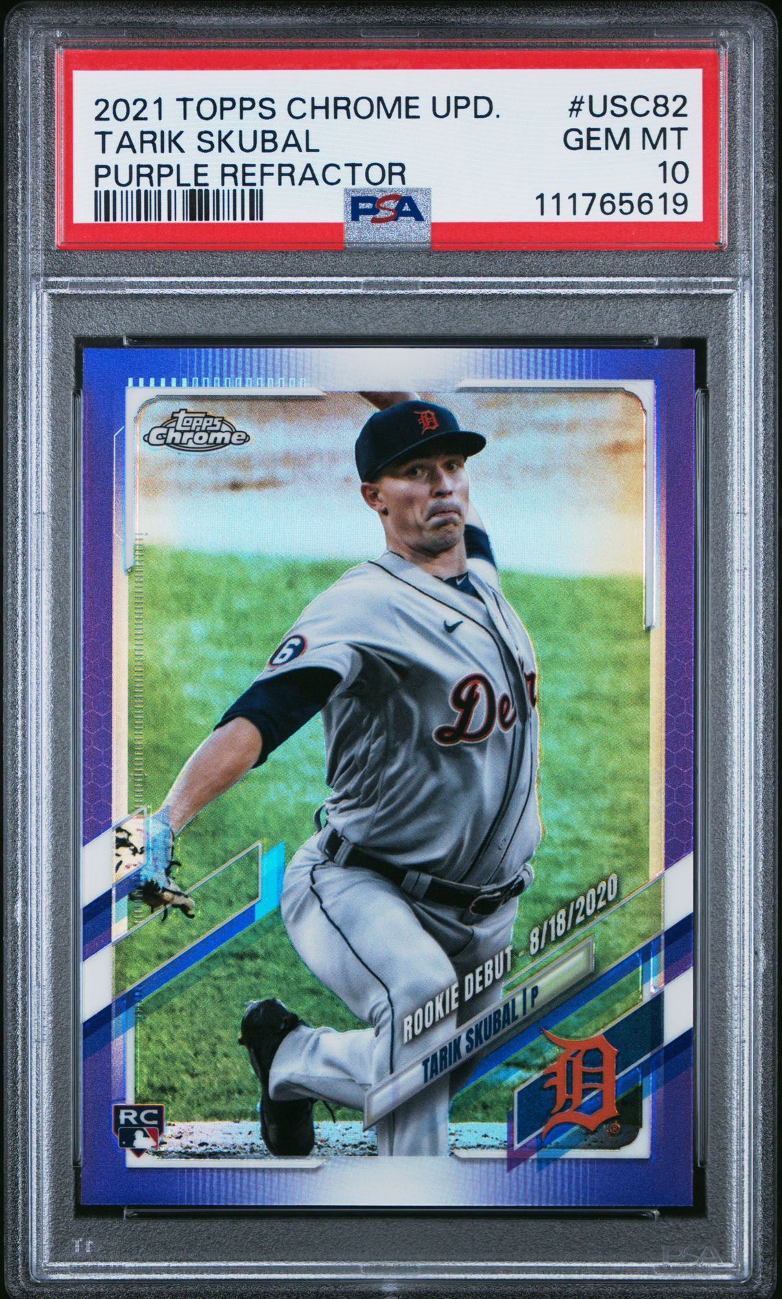 2021 Topps Chrome Update Tarik Skubal #Usc82 (Purple Refractor) Gem Mt 10 front