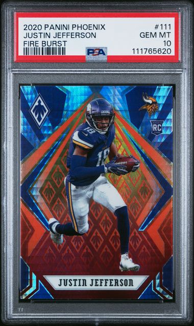 2020 Panini Phoenix Justin Jefferson #111 (Fire Burst) Gem Mt 10 front