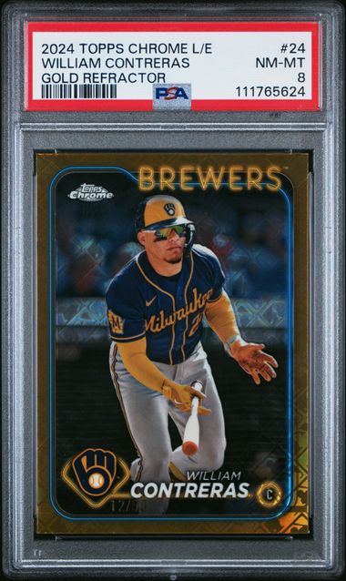 2024 Topps Chrome Logofractor Edition William Contreras #24 (Gold Refractor) Nm-Mt 8 front
