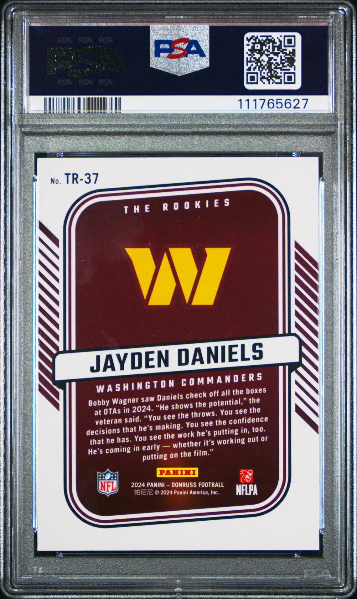 2024 Panini Donruss The Rookies Jayden Daniels #Tr37 Gem Mt 10 back