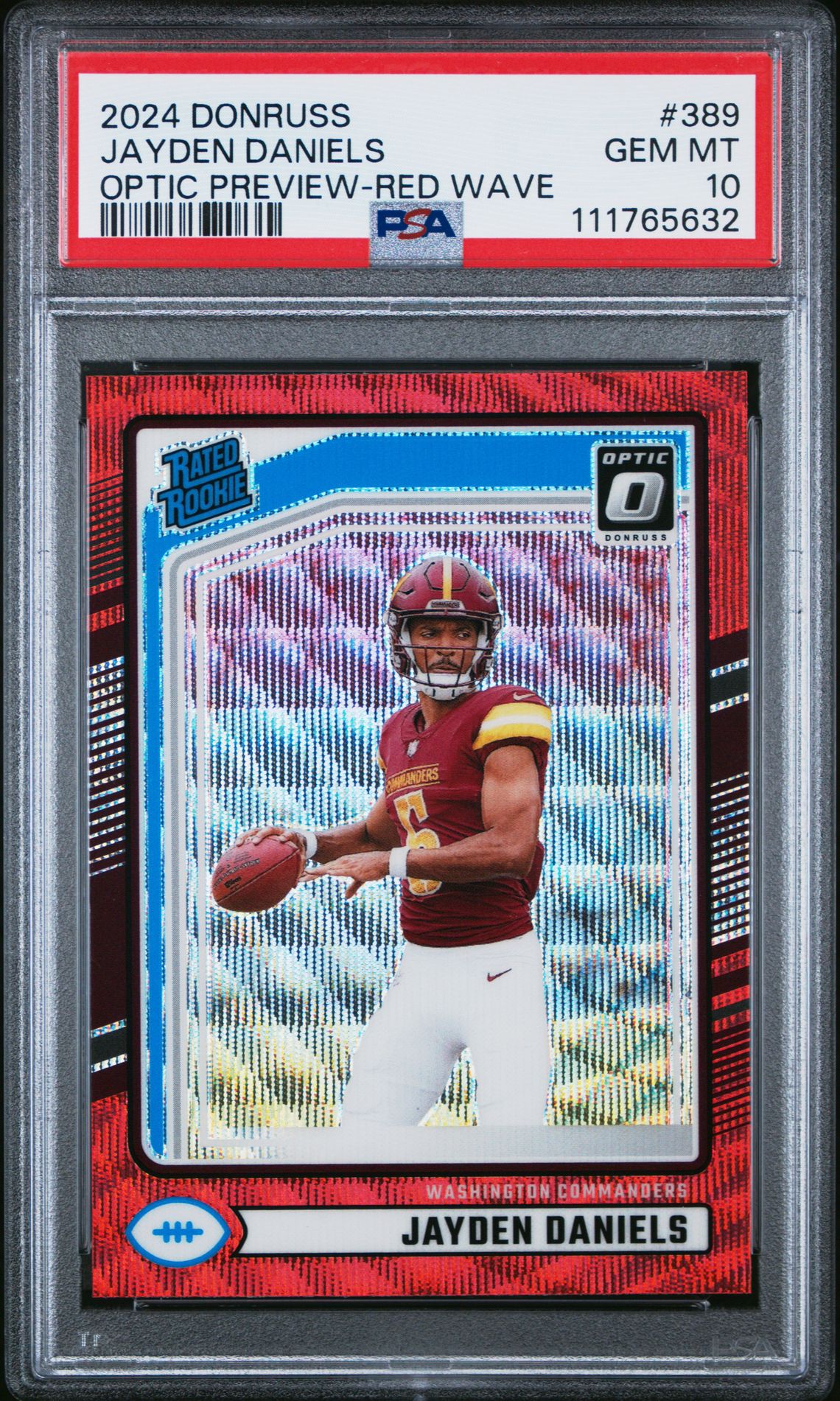 2024 Panini Donruss Jayden Daniels #389 (Optic Preview-Red Wave) Gem Mt 10 front