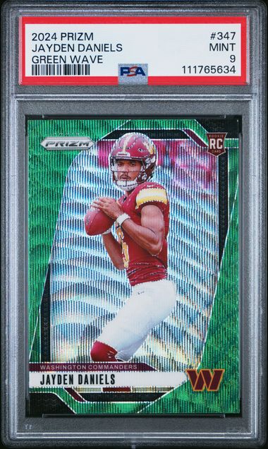 2024 Panini Prizm Jayden Daniels #347 (Green Wave) Mint 9 front