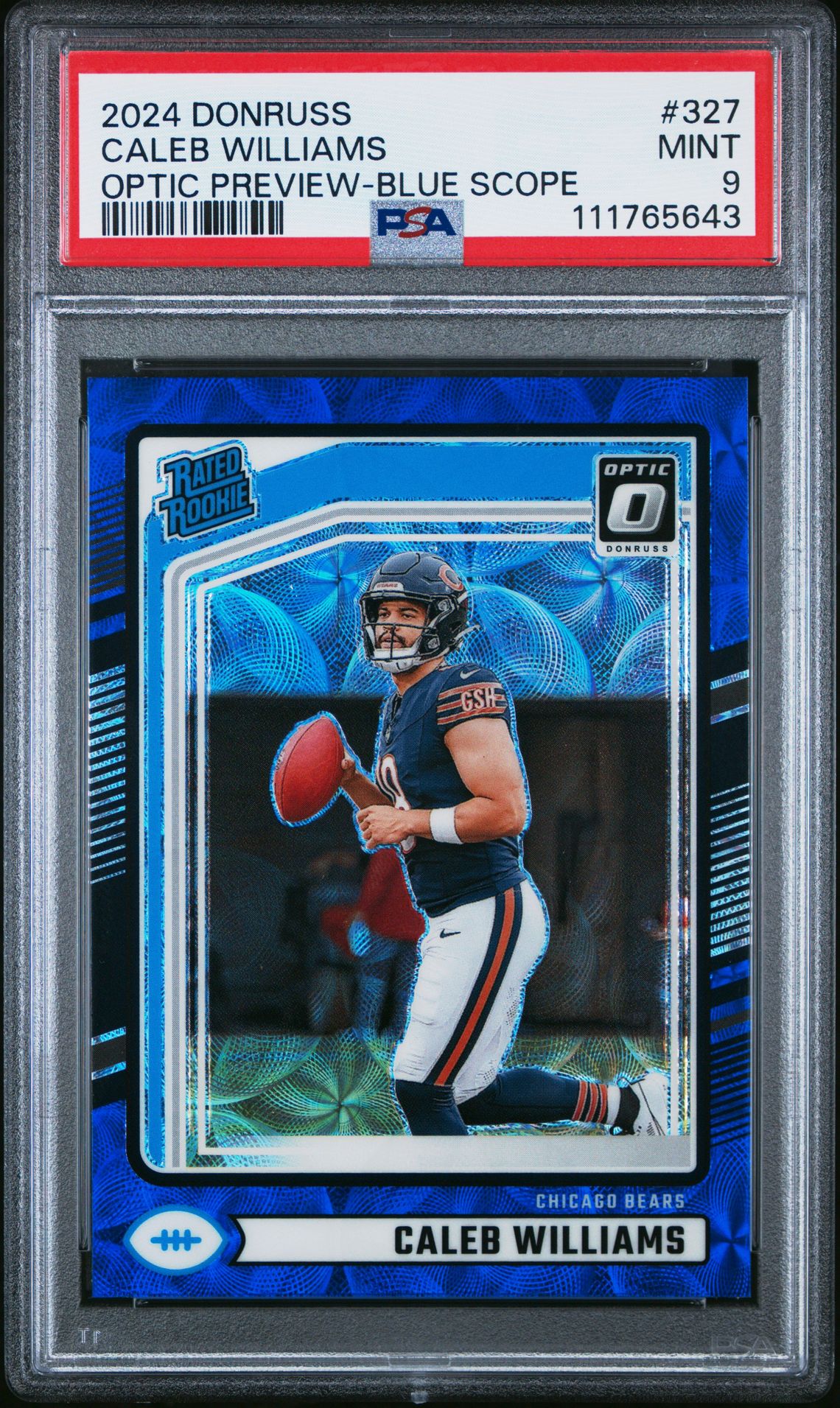 2024 Panini Donruss Caleb Williams #327 (Optic Preview-Blue Scope) Mint 9 front