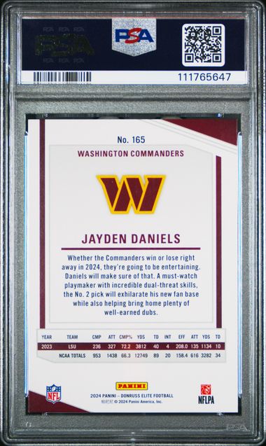 2024 Panini Donruss Elite Jayden Daniels #165 (Pink) Mint 9 back