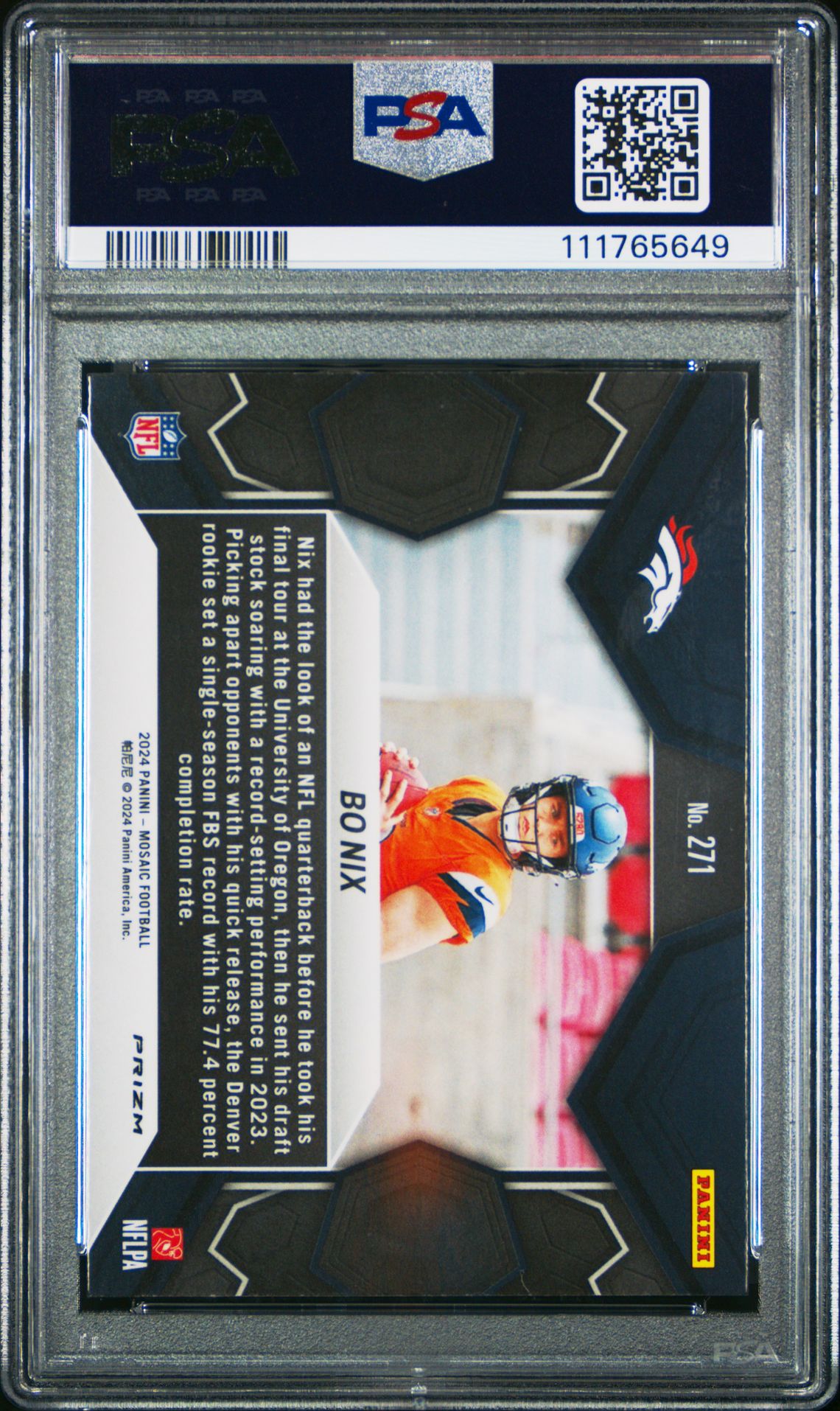 2024 Panini Mosaic Bo Nix #271 (Genesis) Mint 9 back