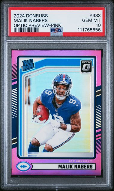 2024 Panini Donruss Malik Nabers #383 (Optic Preview-Pink) Gem Mt 10 front