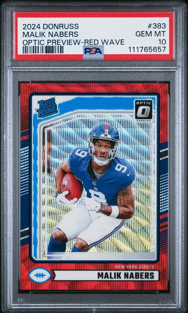 2024 Panini Donruss Malik Nabers #383 (Optic Preview-Red Wave) Gem Mt 10 front
